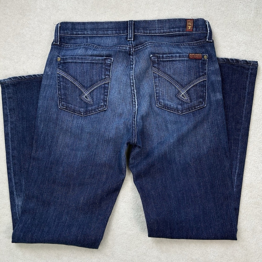 7 For All Mankind Jeans Womens 30 Boot Cut Low Rise Dark Wash Stretch Denim
